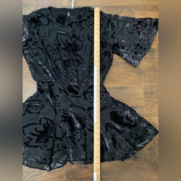 Free People Women Mini Dress XS Black Manuka Burnout Velvet Mini A Line - Picture 7 of 16